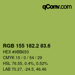 カラーコード: RGB 155 182.2 83.6 | qconv.com