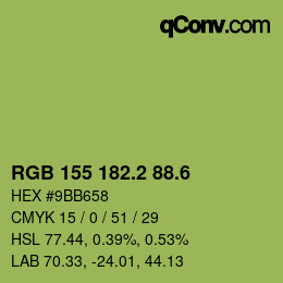 カラーコード: RGB 155 182.2 88.6 | qconv.com