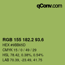 カラーコード: RGB 155 182.2 93.6 | qconv.com