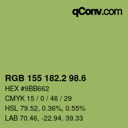 カラーコード: RGB 155 182.2 98.6 | qconv.com