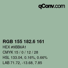 カラーコード: RGB 155 182.6 161 | qconv.com