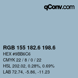 カラーコード: RGB 155 182.6 198.6 | qconv.com