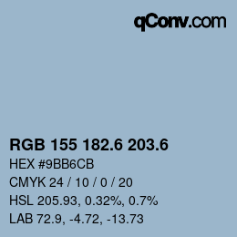 カラーコード: RGB 155 182.6 203.6 | qconv.com