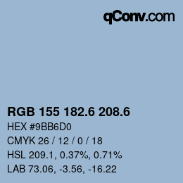 カラーコード: RGB 155 182.6 208.6 | qconv.com