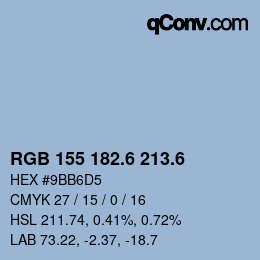 カラーコード: RGB 155 182.6 213.6 | qconv.com