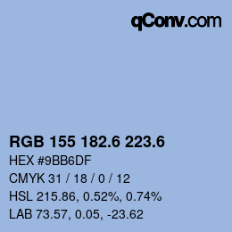 カラーコード: RGB 155 182.6 223.6 | qconv.com
