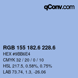カラーコード: RGB 155 182.6 228.6 | qconv.com