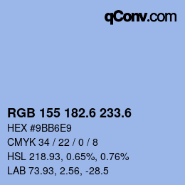 カラーコード: RGB 155 182.6 233.6 | qconv.com