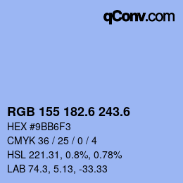 カラーコード: RGB 155 182.6 243.6 | qconv.com