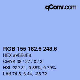 カラーコード: RGB 155 182.6 248.6 | qconv.com