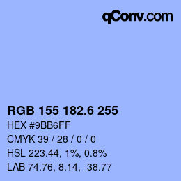 カラーコード: RGB 155 182.6 255 | qconv.com