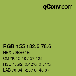 カラーコード: RGB 155 182.6 78.6 | qconv.com