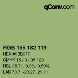 颜色代码: RGB 155 182 119 | qconv.com