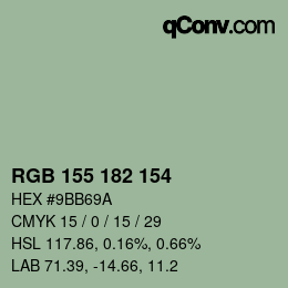 Color code: RGB 155 182 154 | qconv.com