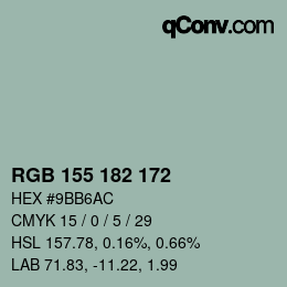 カラーコード: RGB 155 182 172 | qconv.com