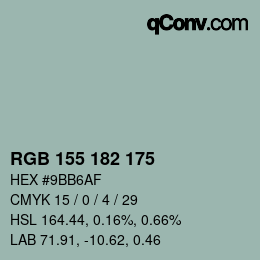颜色代码: RGB 155 182 175 | qconv.com