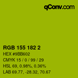 颜色代码: RGB 155 182 2 | qconv.com