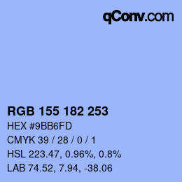 Color code: RGB 155 182 253 | qconv.com