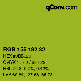 Color code: RGB 155 182 32 | qconv.com