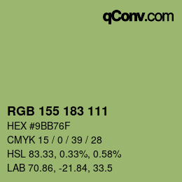 カラーコード: RGB 155 183 111 | qconv.com