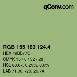 カラーコード: RGB 155 183 124.4 | qconv.com
