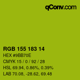 Color code: RGB 155 183 14 | qconv.com