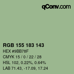 Color code: RGB 155 183 143 | qconv.com