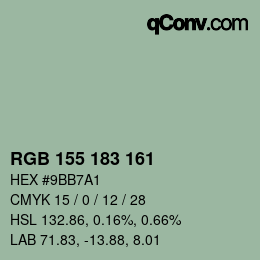 Color code: RGB 155 183 161 | qconv.com
