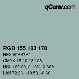 颜色代码: RGB 155 183 178 | qconv.com