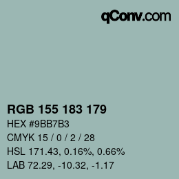 Color code: RGB 155 183 179 | qconv.com