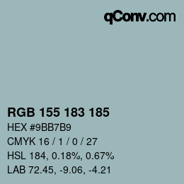 Color code: RGB 155 183 185 | qconv.com