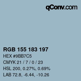 颜色代码: RGB 155 183 197 | qconv.com
