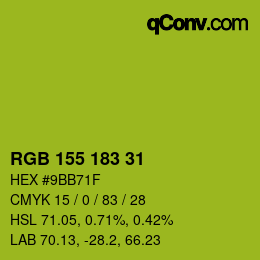 Color code: RGB 155 183 31 | qconv.com