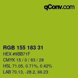 Color code: RGB 155 183 31 | qconv.com