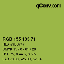 Color code: RGB 155 183 71 | qconv.com