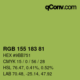 Color code: RGB 155 183 81 | qconv.com