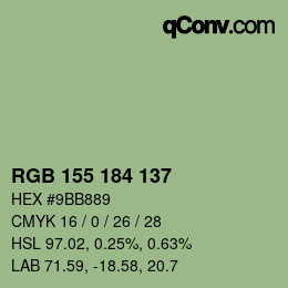 カラーコード: RGB 155 184 137 | qconv.com