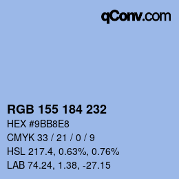 Color code: RGB 155 184 232 | qconv.com