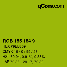 カラーコード: RGB 155 184 9 | qconv.com