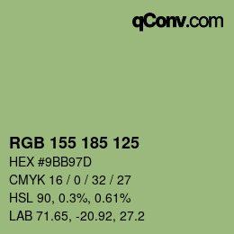 Color code: RGB 155 185 125 | qconv.com