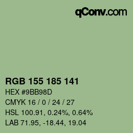 カラーコード: RGB 155 185 141 | qconv.com