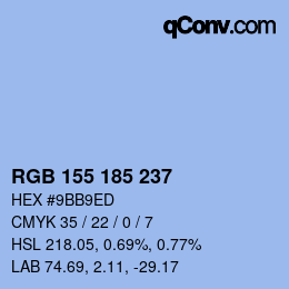 Color code: RGB 155 185 237 | qconv.com
