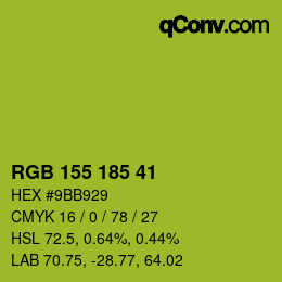 Color code: RGB 155 185 41 | qconv.com