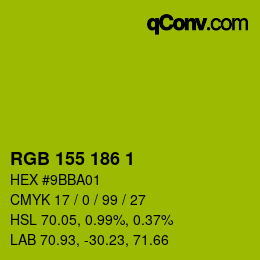 Color code: RGB 155 186 1 | qconv.com