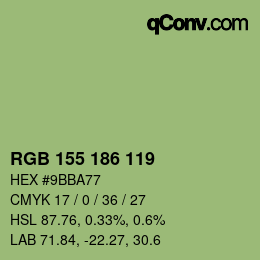 Color code: RGB 155 186 119 | qconv.com