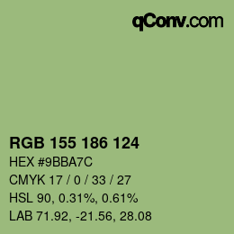 Color code: RGB 155 186 124 | qconv.com