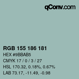 Color code: RGB 155 186 181 | qconv.com