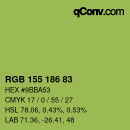 Color code: RGB 155 186 83 | qconv.com