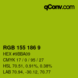 颜色代码: RGB 155 186 9 | qconv.com