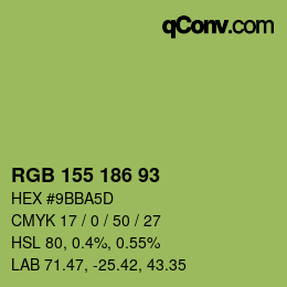 Color code: RGB 155 186 93 | qconv.com